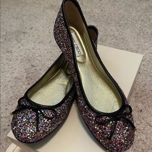 Jimmy Choo Walsh Multicolor Glitter Flats 10M